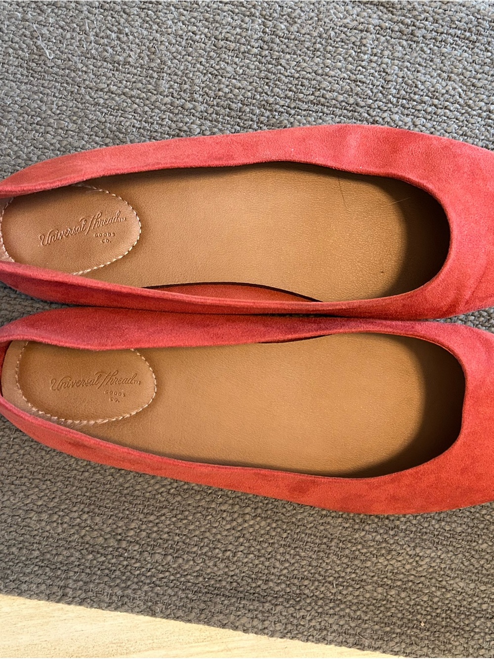 Universal Thread Coral-Red Suede Ballet Flats
